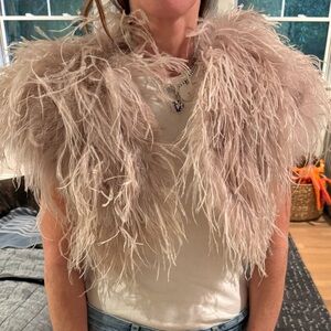 Light pink Feathered Beige Vest